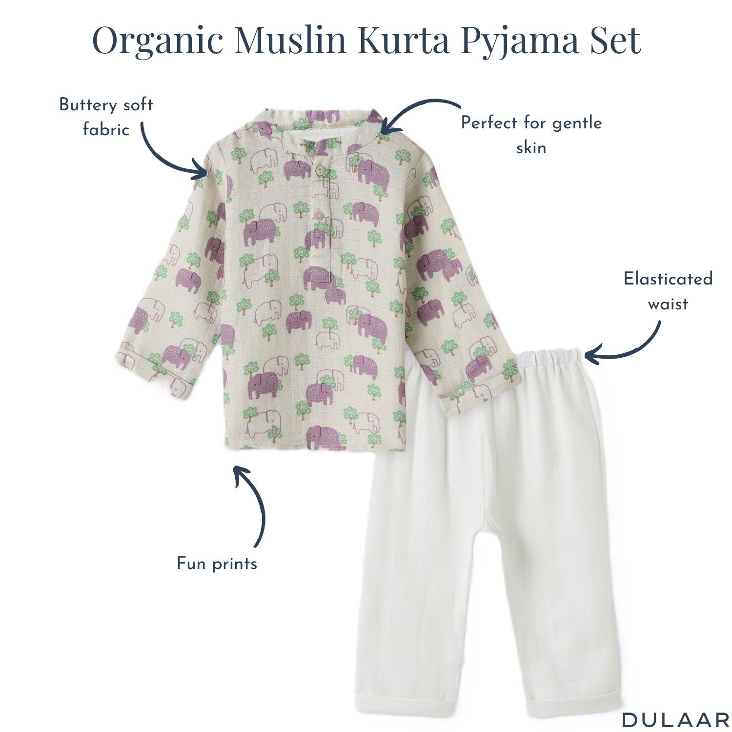 Organic Muslin Kurta Pyjama Set