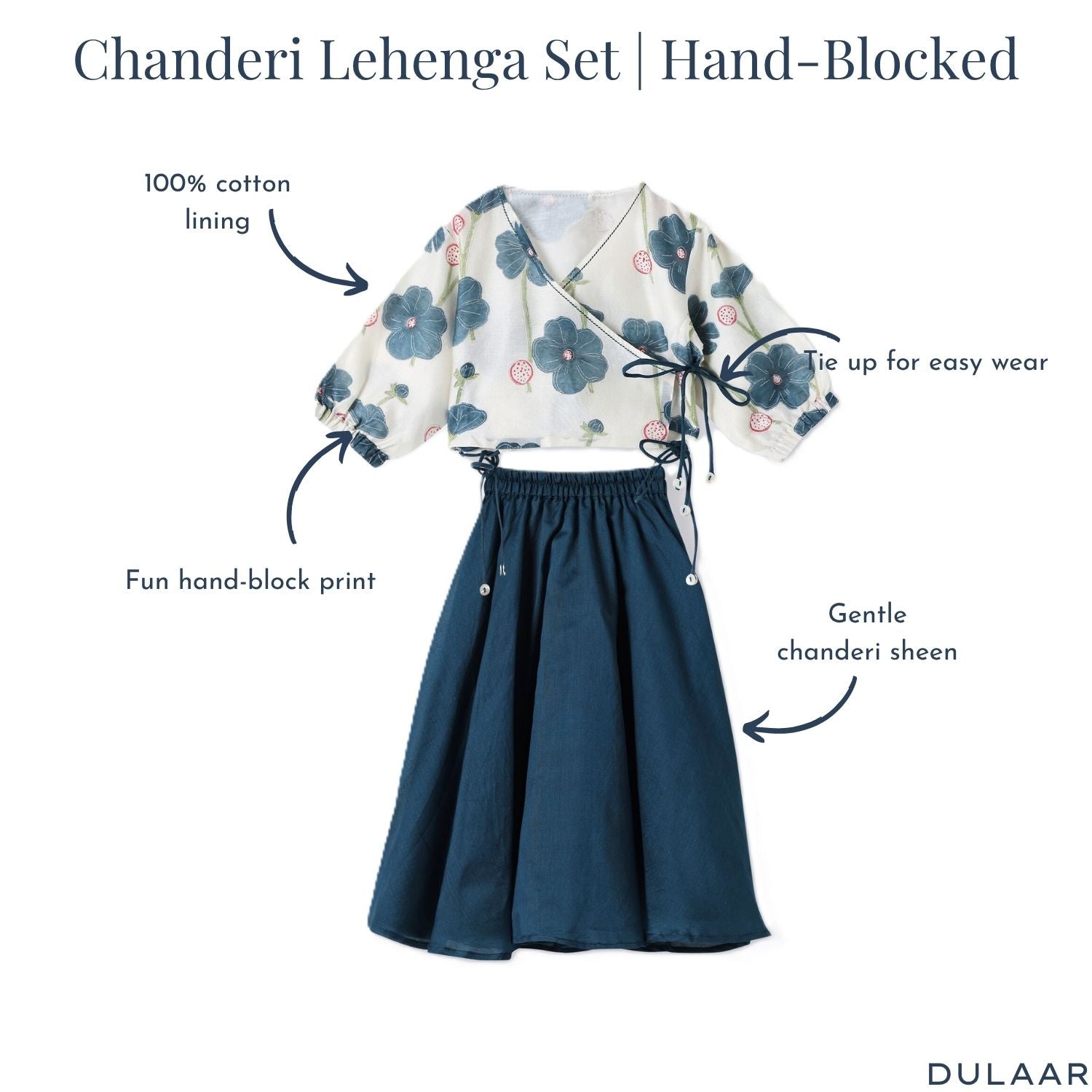 Chanderi Lehenga Set | Hand-Block Printed