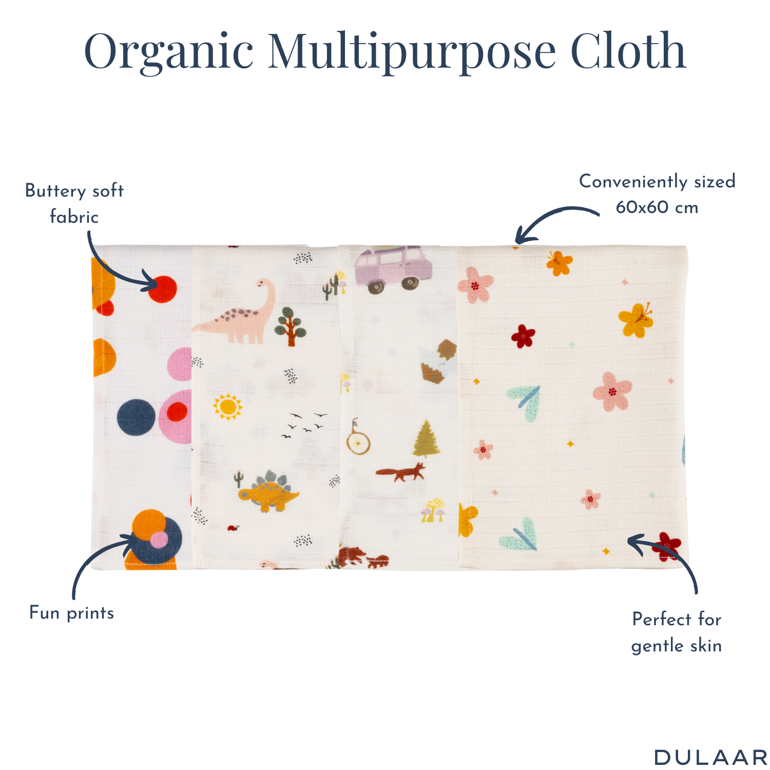 Organic Muslin Multipurpose Cloth (Set of 4)