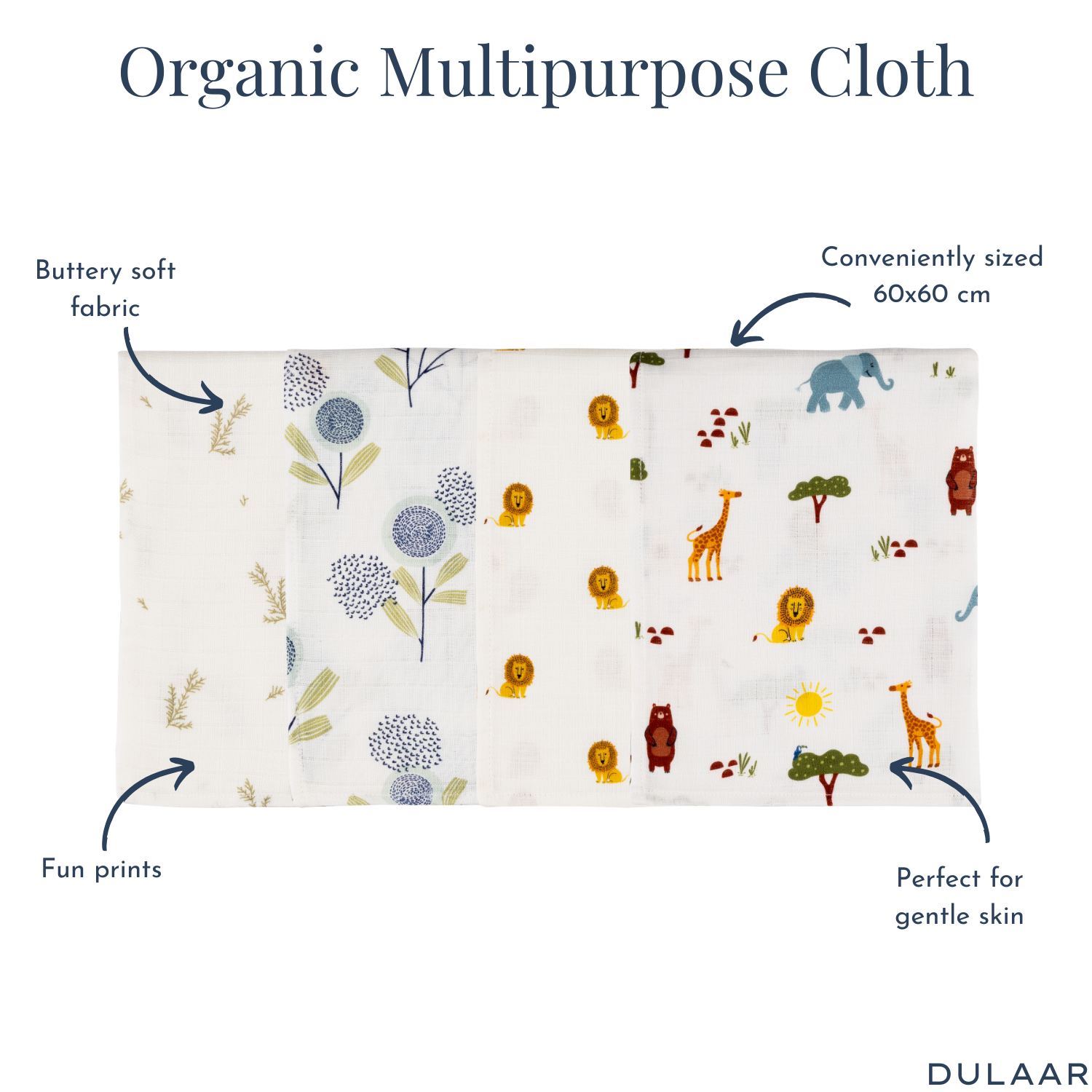 Organic Muslin Multipurpose Cloth (Set of 4)