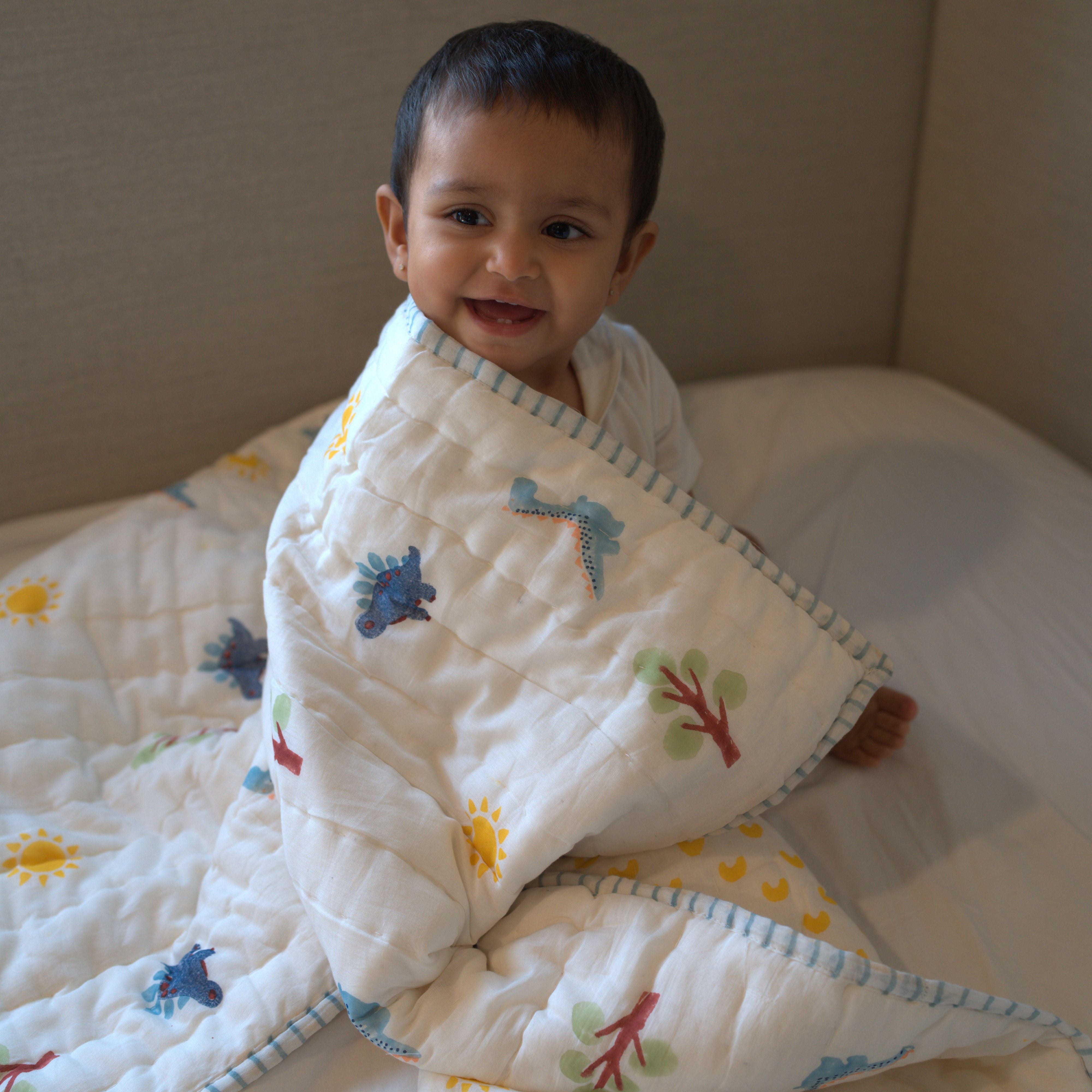 Reversible Mulmul Quilt | Hand-Block Printed