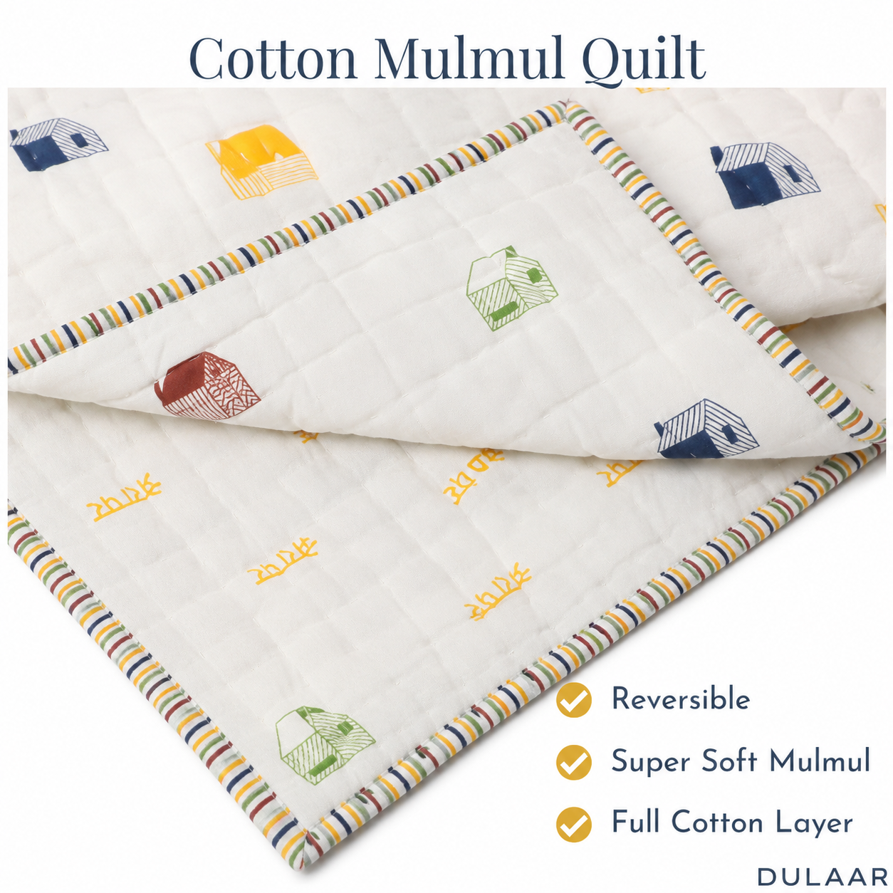 Reversible Mulmul Quilt | Hand-Block Printed