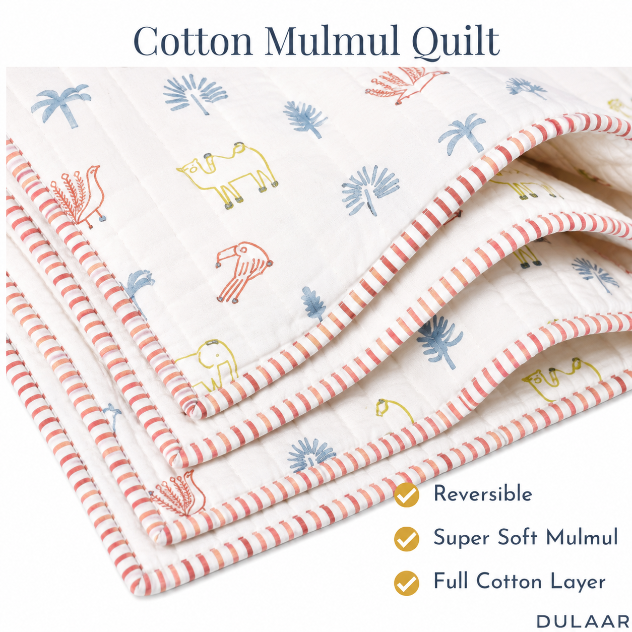 Reversible Mulmul Quilt | Hand-Block Printed