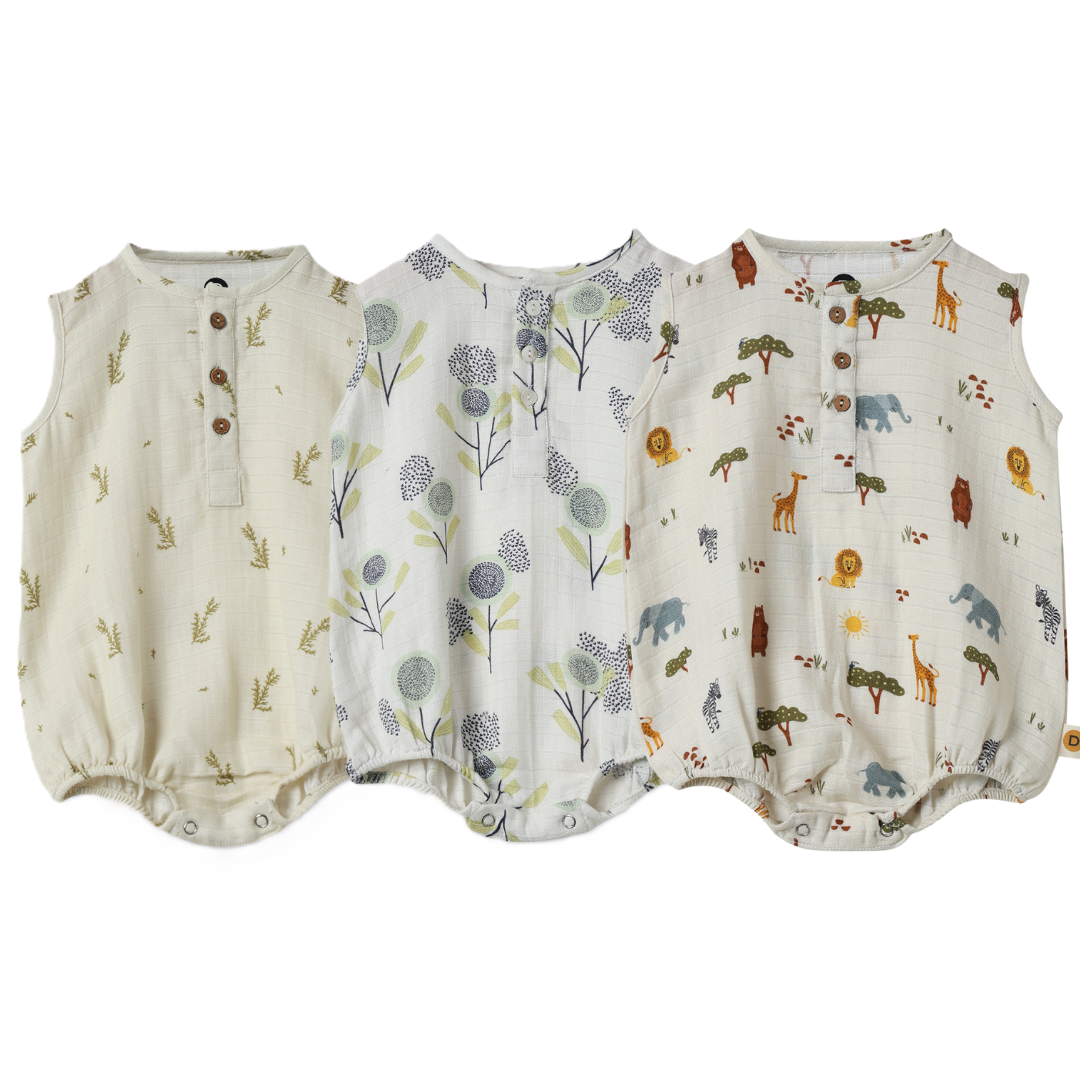 Organic Muslin Romper (Set of 3)