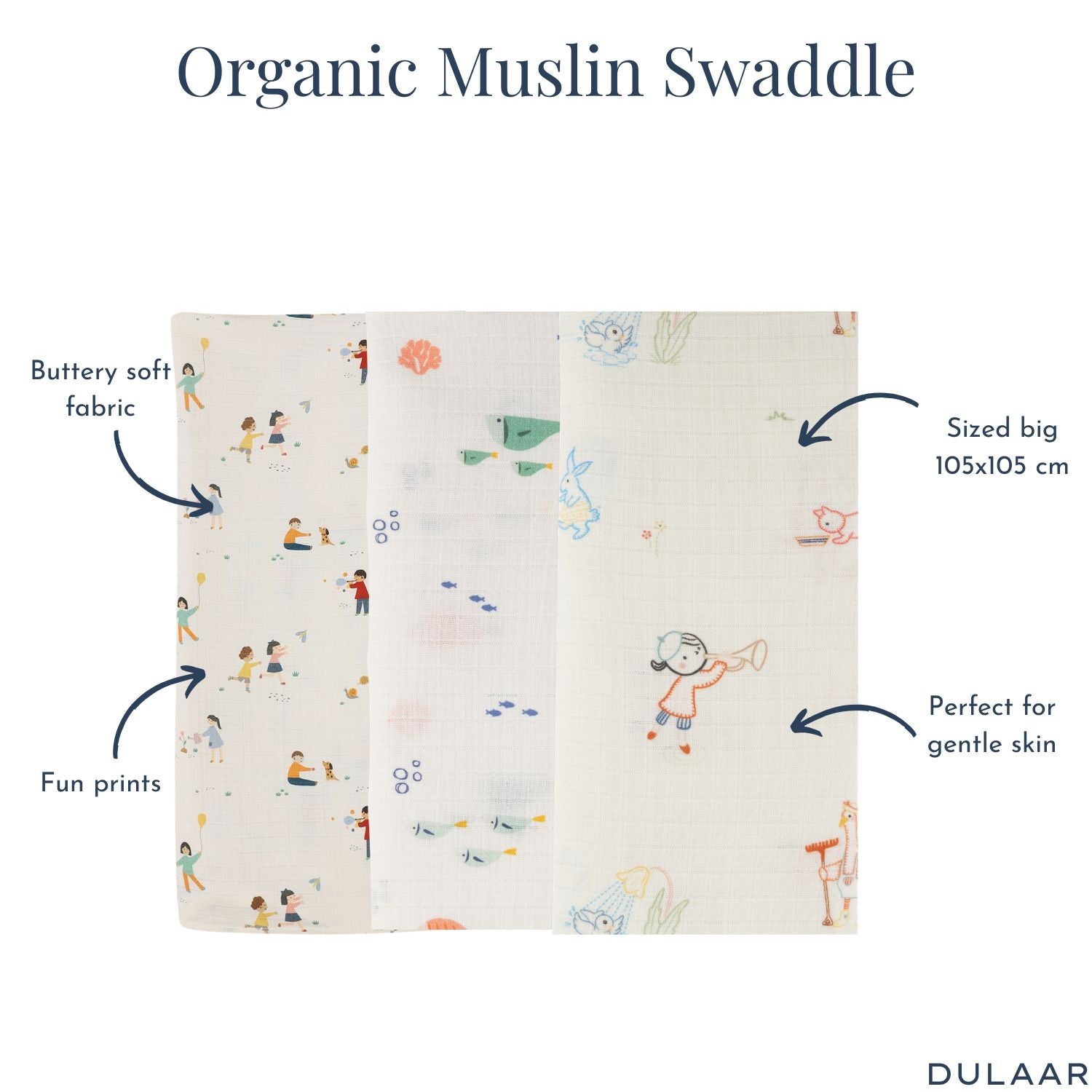 Organic Muslin Swaddle (Set of 3)