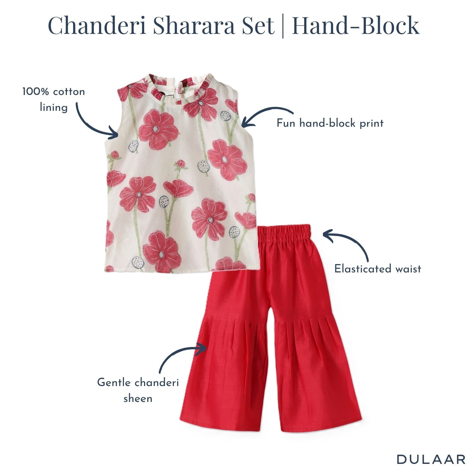 Chanderi Sharara Set | Hand-Block Printed