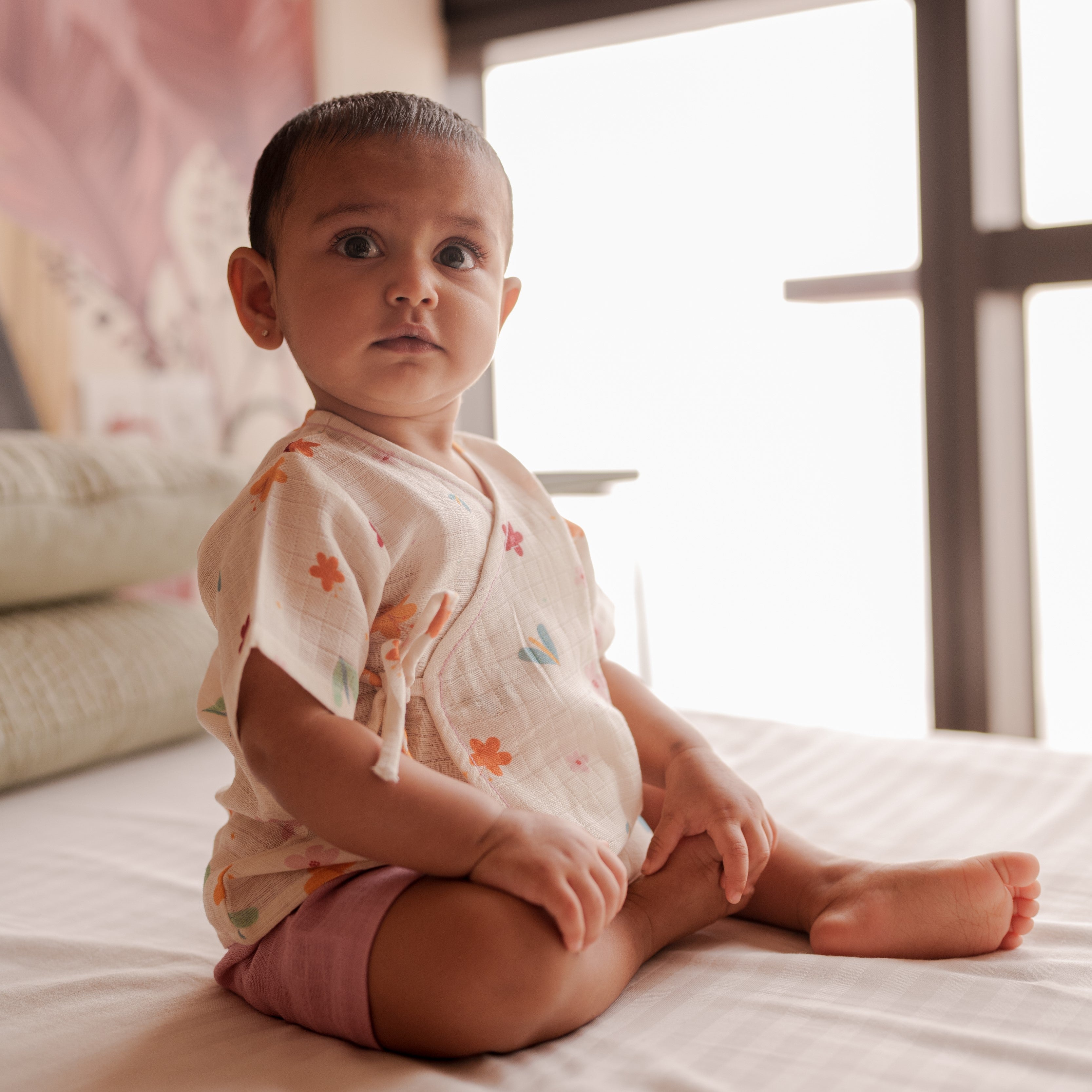 Organic Muslin Angrakha & Shorts Set