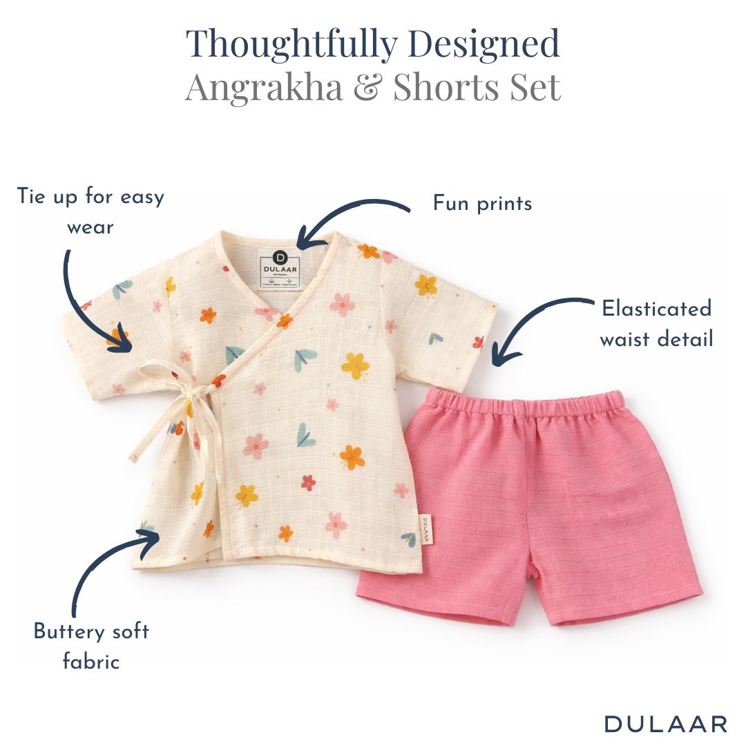 Organic Muslin Angrakha & Shorts Set