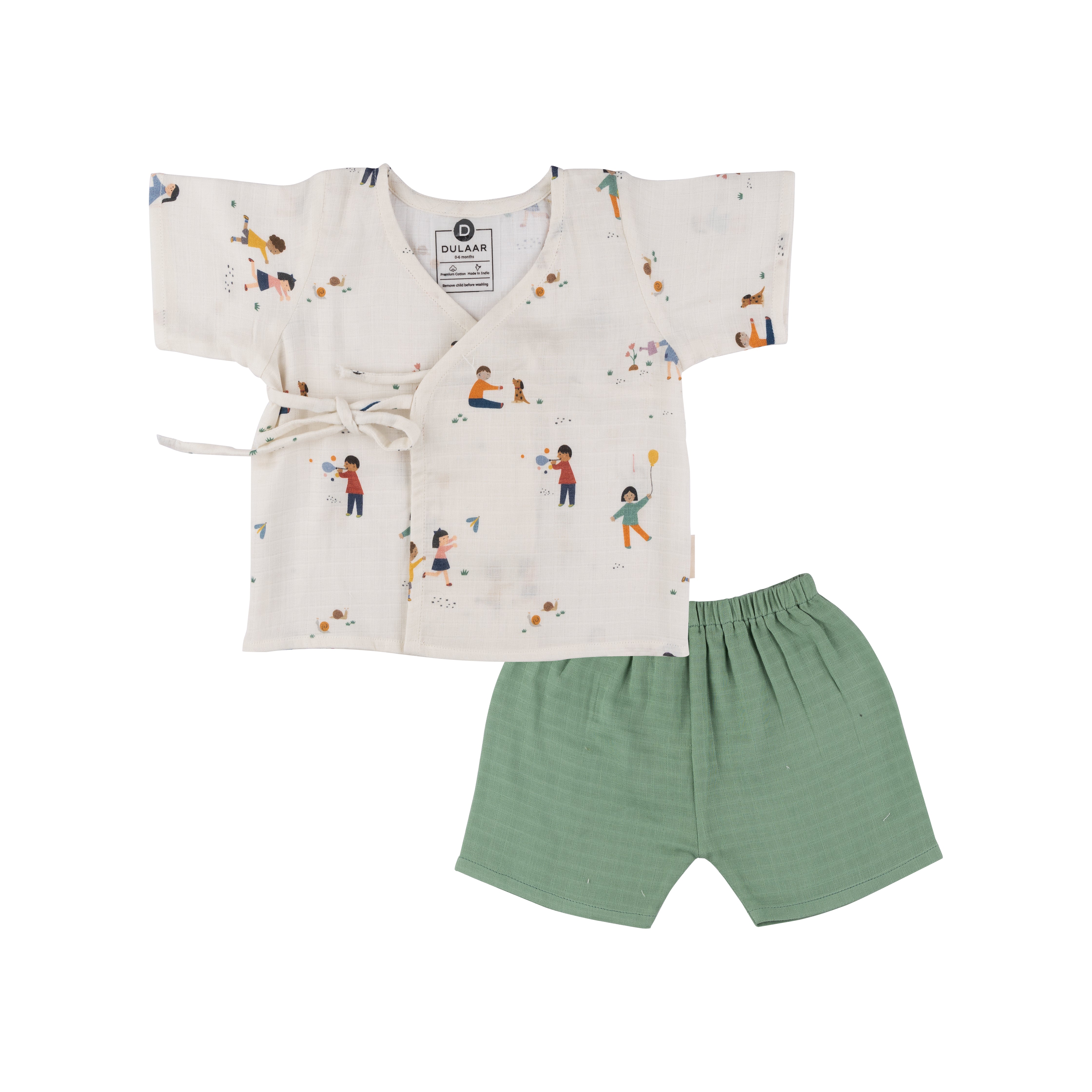 Organic Muslin Angrakha & Shorts Set