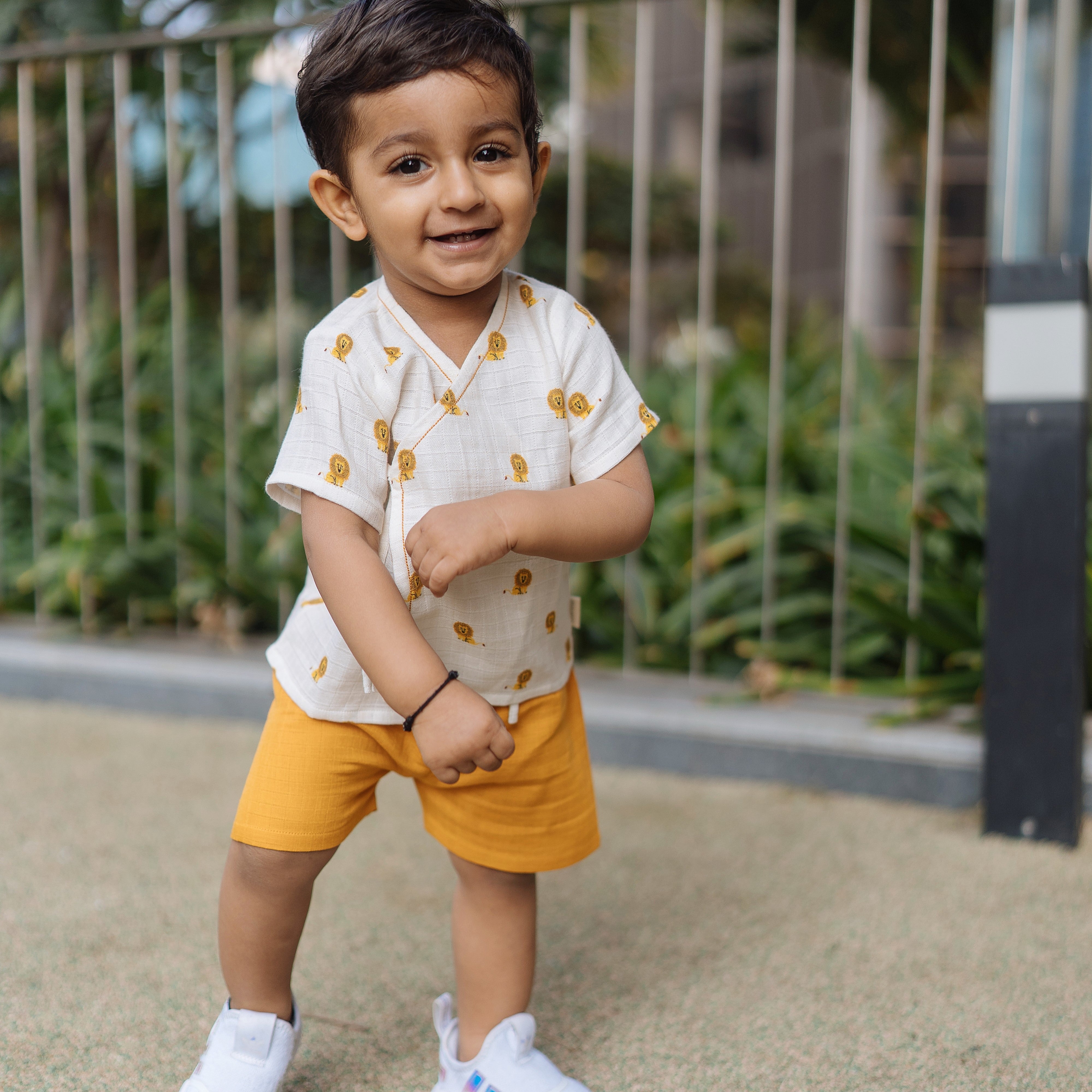 Organic Muslin Angrakha & Shorts Set