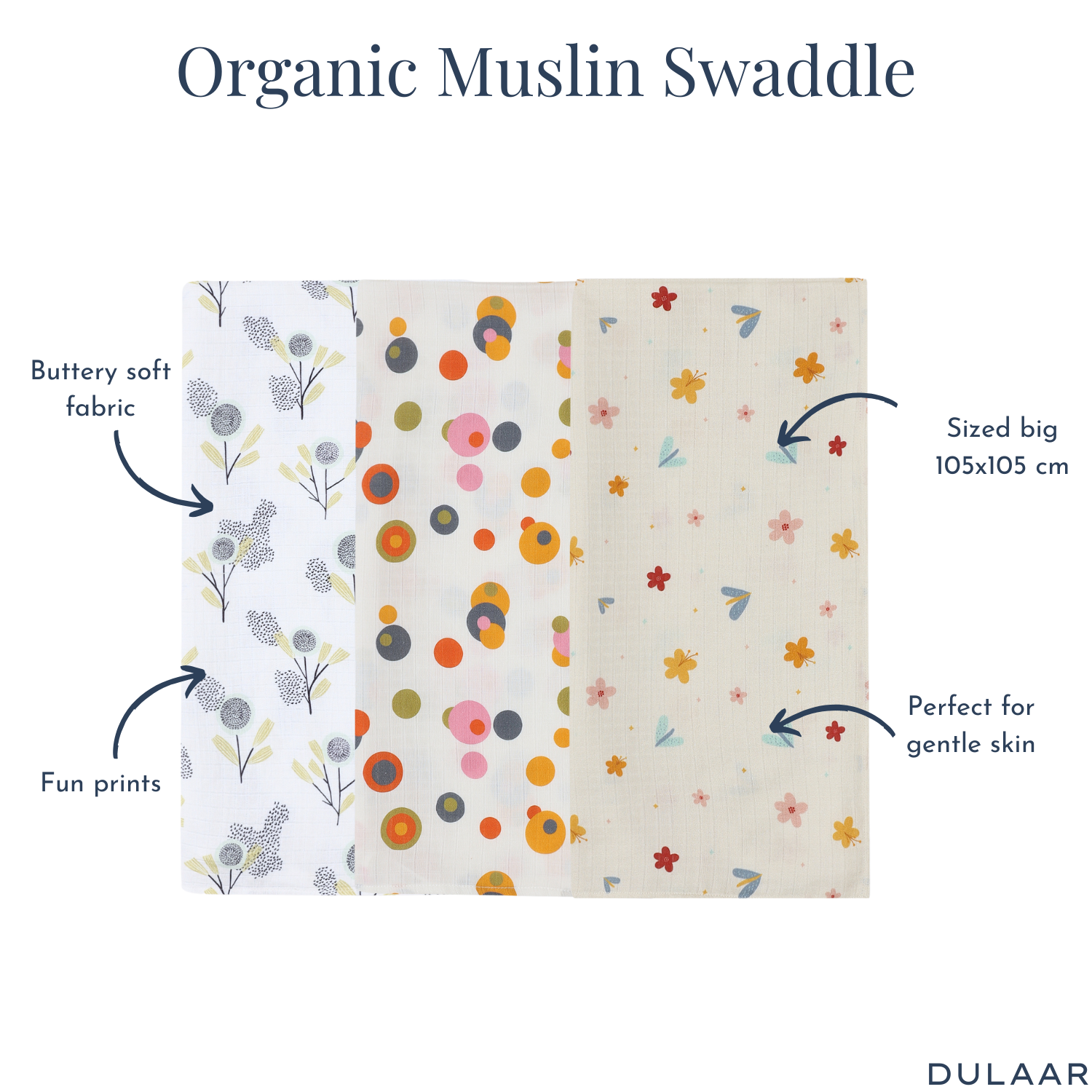 Organic Muslin Swaddle (Set of 3)