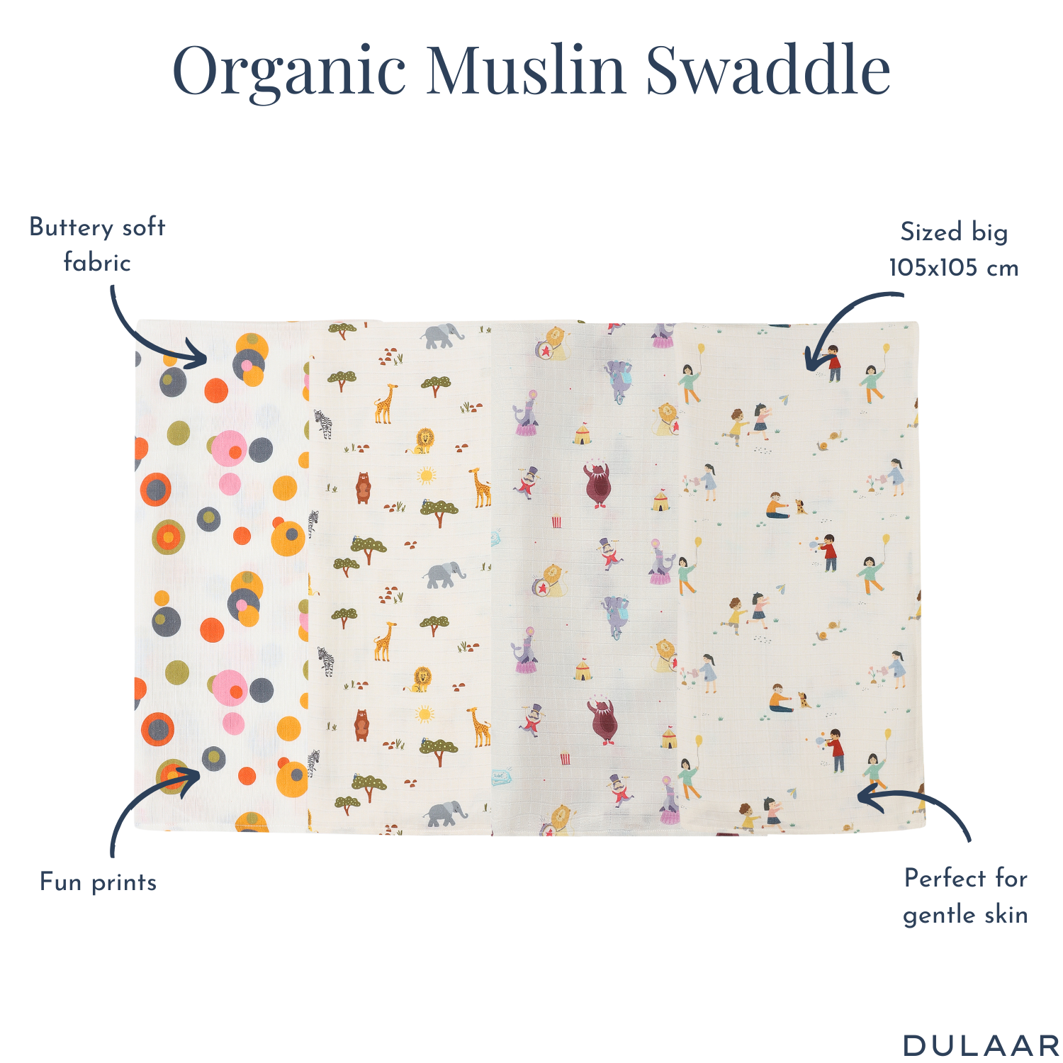 Organic Muslin Swaddle (Set of 4)