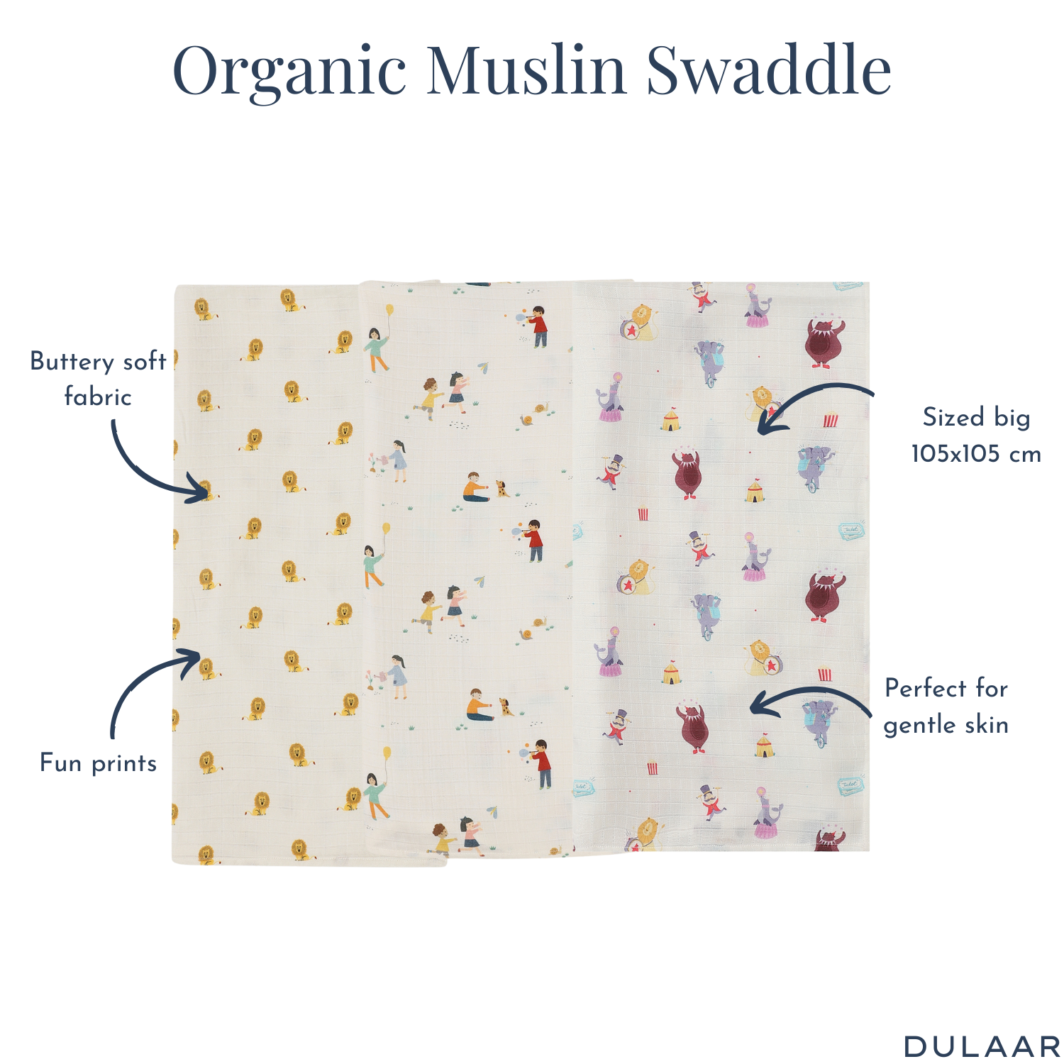Organic Muslin Swaddle (Set of 3)