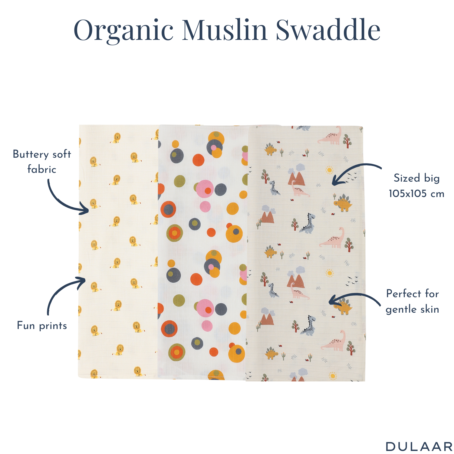 Organic Muslin Swaddle (Set of 3)