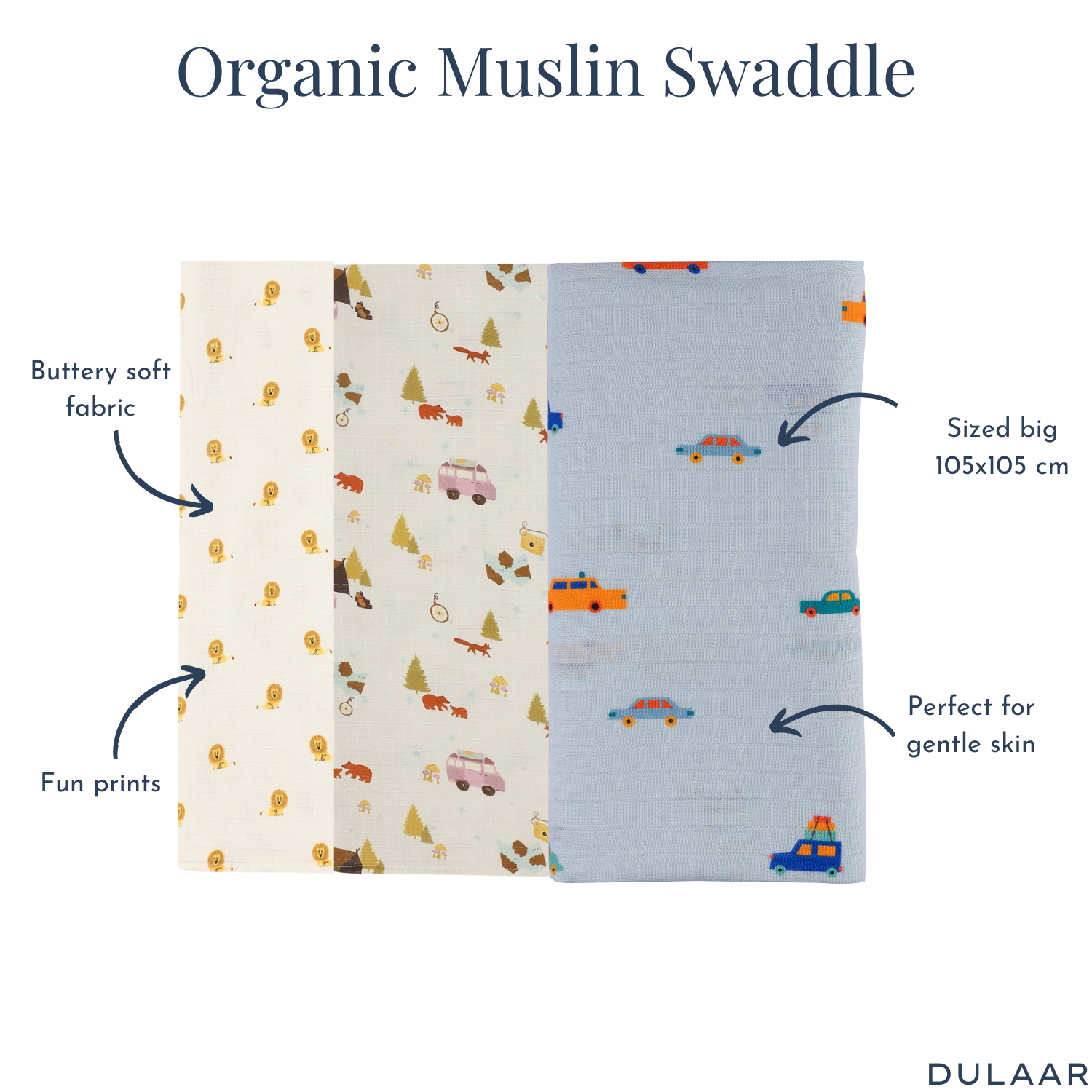 Organic Muslin Swaddle (Set of 3)