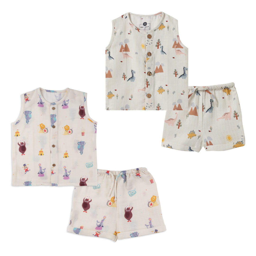 Organic Muslin Vest & Shorts Set (Set of 2)