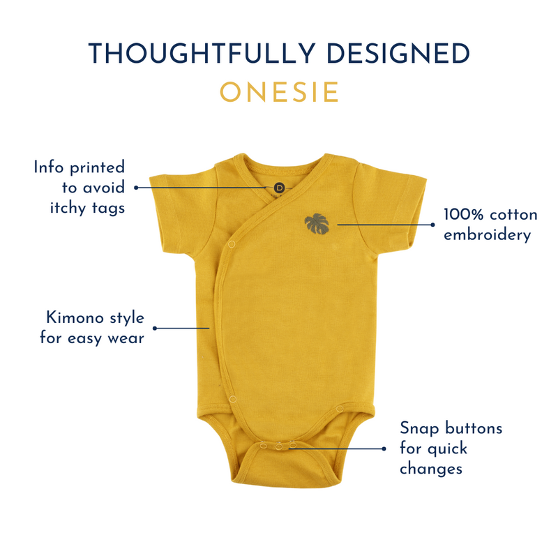 Made of soft, stretchy ribbed fabric, this is great for wearing on its own or layered. The kimono style makes it easy to put on and take off, while looking stylish and staying comfortable. Organic cotton organic muslin premium gift luxury gift sustainable clothes baby clothes baby gift newborn gift birthday gift onesie bodysuit