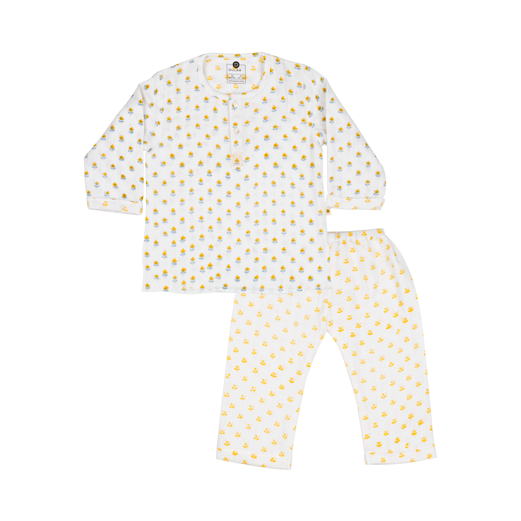 Organic Muslin Kurta Pyjama Set | Hand-Block Printed